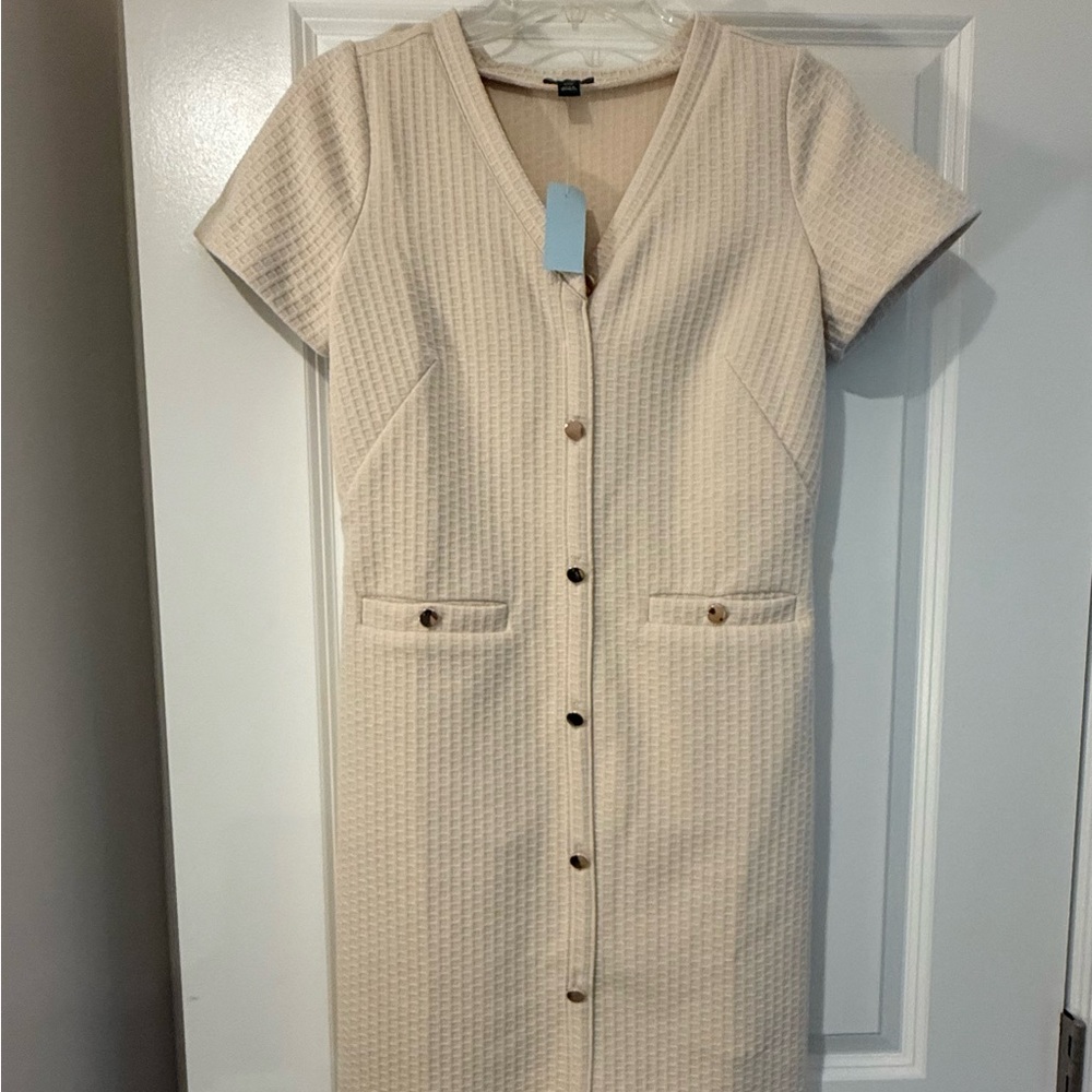 Ann Taylor Cream Textured  Dress